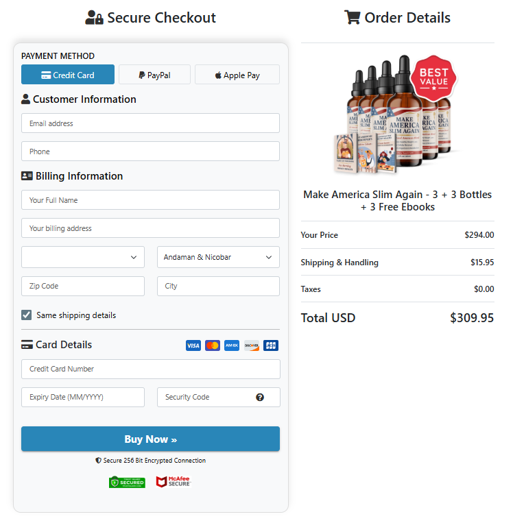 Make America Slim Again order page